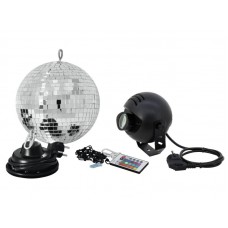 EUROLITE Mirror Ball Set 20cm with LED RGB Spot RC 