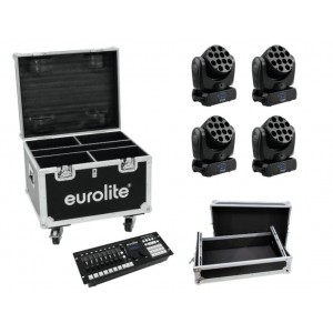 EUROLITE Set 4x LED TMH-12 + Controller + Cases 