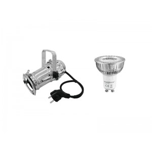 EUROLITE Set PAR-16 Spot sil + GU-10 230V COB 1x3W LED 2700K 