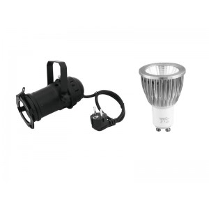 EUROLITE Set PAR-16 Spot bk + GU-10 230V COB 7W 3000K 