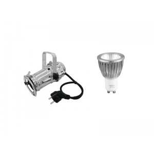 EUROLITE Set PAR-16 Spot sil + GU-10 230V COB 7W 6400K 