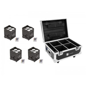 EUROLITE Set 4x AKKU UP-4 QCL Spot QucikDMX + Case with charging function 