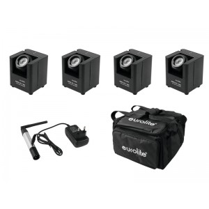 EUROLITE Set 4x AKKU UP-1 + SB-4 Soft-Bag + QuickDMX Wireless transmitter 