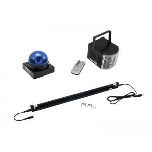 EUROLITE Set LED Buzzer-Polizeilicht blue + LED Mini D-4 + UV tube complete fixt.60cm 13W 