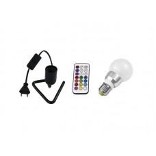 EUROLITE Set LED A60 230V 5W E27 multicolor RC + Triangle base black 