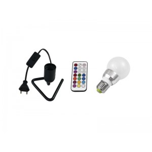 EUROLITE Set LED A60 230V 5W E27 multicolor RC + Triangle base black 