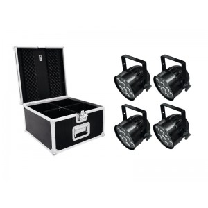 EUROLITE Set 4x LED PAR-56 QCL Short sw + PRO Case 