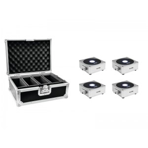 EUROLITE Set 4x AKKU Flat Light 1 silber + Case 