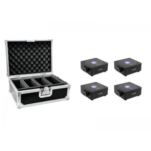 EUROLITE Set 4x AKKU Flat Light 1 black + Case 