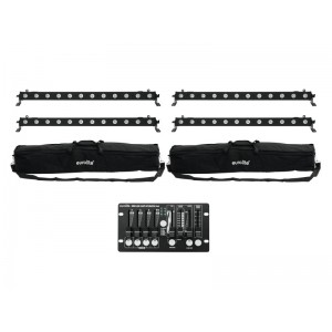 EUROLITE Set 4x LED BAR-12 QCL RGBW + 2x Soft Bags + Controller 