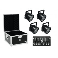 EUROLITE Set 4x LED PAR-56 QCL bk + Case + Controller 