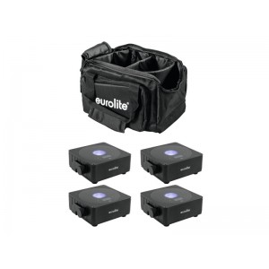 EUROLITE Set 4x AKKU Flat Light 1 black + Soft-Bag 