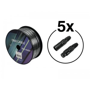 EUROLITE Set DMX cable 2x0.22 100m sw + 10 connectors 