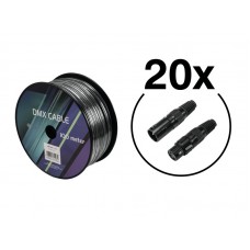 EUROLITE Set DMX cable 2x0.22 100m sw + 40 connectors 