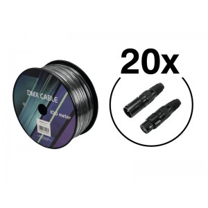 EUROLITE Set DMX cable 2x0.22 100m sw + 40 connectors 