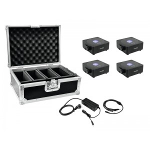 EUROLITE Set 4x AKKU Flat Light 1 black + Case + Charger 