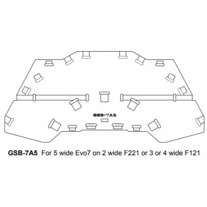 GSB-7A5 Ground Stack Board for 5 x EVO7 on F121, F221 or F218 (trapezoid shape), FUNKTION-ONE