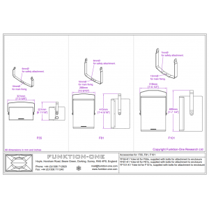 YF81-K1 Yoke Bracket Kit for F81 supplied with bolts for attachment to enclosure, FUNKTION-ONE