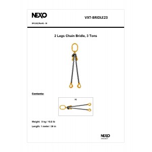 NEXO Heavy Duty 2 Legs Clutch Chain Bridle, 3 Tonnes 45°., NEXO