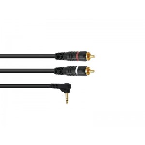 OMNITRONIC Adaptercable 3.5 Jack 90°/2xRCA 1m bk 