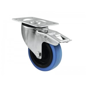 ROADINGER Swivel Castor 100mm BLUE WHEEL with brake