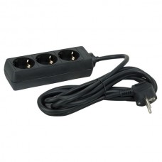 SHOWTEC 3 way socket black 1,5m. cable 3x1,5mmэ