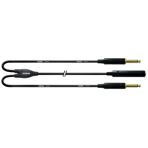 Cordial CFY 0,3 GPP кабель Y-адаптер моно-джек 6,3 мм female/2xмоно-джек 6,3 мм male, 0,3 м, черный