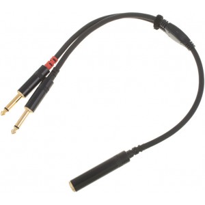 Cordial CFY 0,3 KPP кабель Y-адаптер джек стерео 6,3 мм female/2xмоно-джек 6,3 мм male, 0,3 м, черный