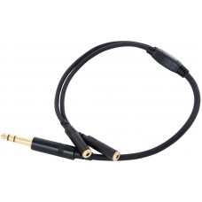 Cordial CFY 0,3 VYY кабель Y-адаптер джек стерео 6,3 мм/2xджек стерео 3,5 мм female, 0,3 м, черный