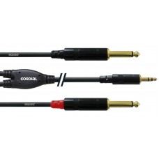 Cordial CFY 0,9 WPP кабель Y-адаптер джек стерео 3,5 мм/2xмоно-джек 6,3 мм male, 0,9 м, черный