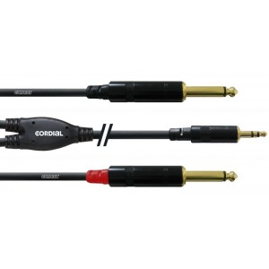 Cordial CFY 1,5 WPP кабель Y-адаптер джек стерео 3,5 мм/2xмоно-джек 6,3 мм male, 1,5 м, черный