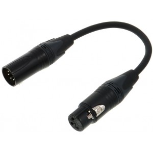 Cordial CPD 0,15 FM 3-5 DMX-кабель XLR female 3-контактный/XLR male 5-контактный, разъемы Neutrik, 0,15 м, черный