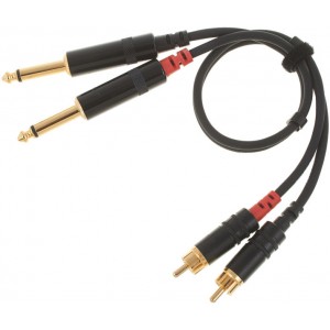 Cordial CFU 1,5 PC кабель 2RCA/2моно-джек 6,3 мм male, 1,5 м, черный