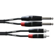 Cordial CIU 1,5 PC кабель 2xRCA/2xмоно-джек 6,3 мм male, 1,5 м, черный