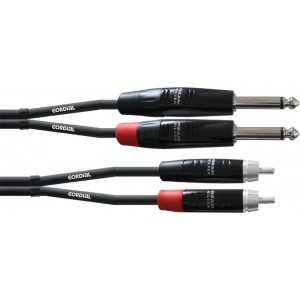 Cordial CIU 0,9 PC кабель 2xRCA/2xмоно-джек 6,3 мм male, 0,9 м, черный
