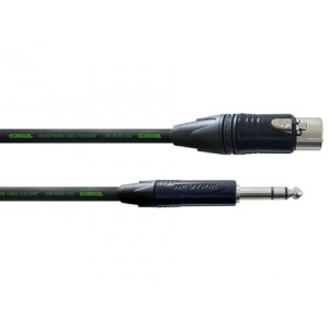 Cordial CRM 10 MV инструментальный кабель XLR male/джек стерео 6,3 мм male, разъемы Neutrik, 10,0 м, черный