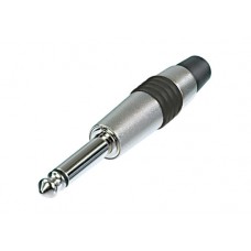 Neutrik NYS224C-0 кабельный разъем Jack 6.3мм TS (моно), штекер металический корпус c черным маркировочным кольцом для кабеля 6мм