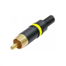 Neutrik NYS373-4 кабельный разъем RCA корпус черный хром, золоченые контакты, желтая маркировочная полоса
