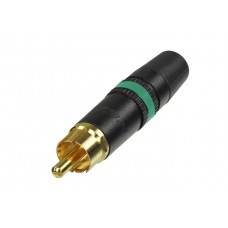 Neutrik NYS373-5 кабельный разъем RCA корпус черный хром, золоченые контакты, зеленая маркировочная полоса