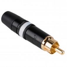 Neutrik NYS373-9 кабельный разъем RCA корпус черный хром, золоченые контакты, белая маркировочная полоса