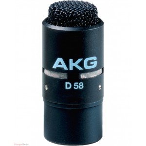 AKG D58E миниатюрный динамический гиперкардиоидный микрофон (можно использовать с GNS36), встроенный разъём XLR, 7-10000Гц, 0,72мВ/Па,  AKG