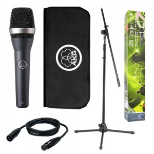 AKG D5 StagePack комплект: динамический вокальный микрофон D5, кабель XLR-XLR 5м, микрофонная стойка 'журавль',  AKG