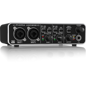 Behringer UMC202HD внешний звуковой/MIDI интерфейс, USB 2.0 , 2 вх/2 вых канала, предусилители MIDAS,  Behringer MI