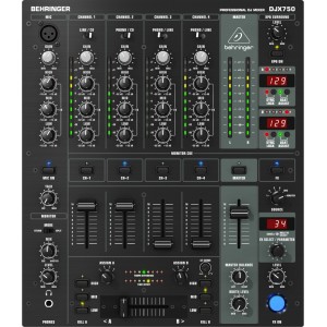 Behringer DJX750 DJ-микшер со счетчиком темпа, 5 каналов (4 стерео+ микр.), 3D-surround,  Behringer PRO