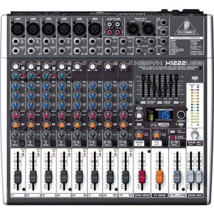 Behringer X1222USB аналоговый микшер, 12 каналов, 4 мик.+2 мик.моно/лин. стер.+2 лин.стер.+2TR, 2 AUX, DSP FX, USB-audio, Main L/R- XLR, 4 компр. GEQ,  Behringer PRO