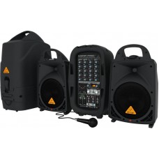 Behringer PPA500BT портативная система звукоусиления, 6 канальный активный микшер 2х250Вт и 2 АС 8"+1", 5 полос GEQ с FBQ, FX, Bluetooth, стаканы