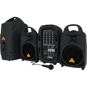 Behringer PPA500BT портативная система звукоусиления, 6 канальный активный микшер 2х250Вт и 2 АС 8"+1", 5 полос GEQ с FBQ, FX, Bluetooth, стаканы,  Behringer PRO