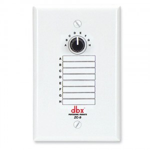 dbx ZC9 настенный контроллер. 8-позиционный поворотный селектор источника сигнала. Подключение Cat 5, 2xRJ45,  dbx