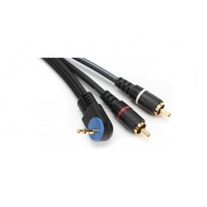 Mogami 3.5S-2R-3Ft  кабель угловой мини-джек стерео - 2 х RCA "тюльпан" длина 0,9 м., чёрный,  Mogami