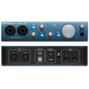 PreSonus AudioBox iTwo аудио/MIDI интерфейс, USB 2.0/iPad-Port, 2вх/2 вых каналов, 2 мик/инстр, MIDI вх/вых, 24бит/44-96кГц, софт Studio One Artist,  PreSonus